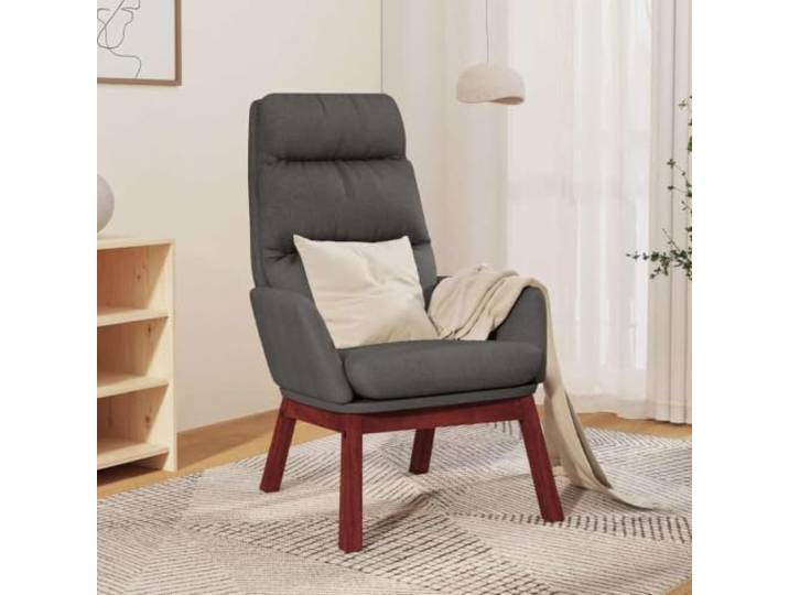 HEFZGDB Relaxsessel Dunkelgrau Stoff mit Metallrahmen und Gummibaumholz Beinen für Wohnzimmer Komfort Sessel