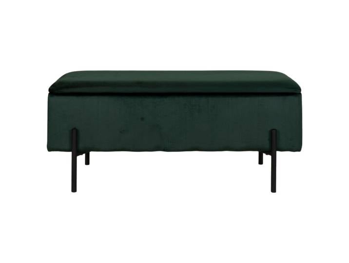 Banc avec rangement en velours vert 95 cm