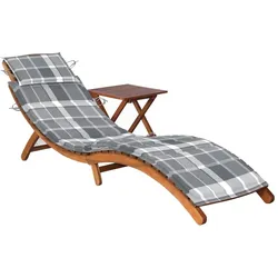 Helloshop26 - Sonnenliege Deckstuhl Sonnenbett Gartenbett Terrassenmöbel mit Tisch und Kissen Akazienholz 02_0012620
