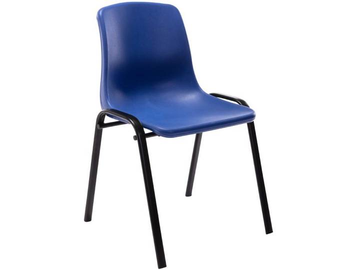 Chaise visiteur empilable salle d attente en plastique bleu et metal 10_0003731