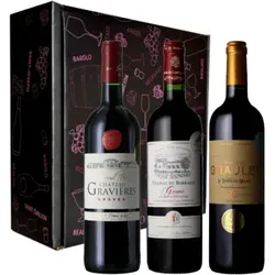 Wein Geschenkset - Goldpämierter Bordeaux Wein - 3 Fl. - 2.25L
