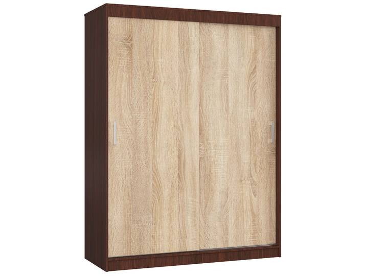 Kleiderschrank Schwebetürenschrank – MONO – Dunkelbraun / Sonoma