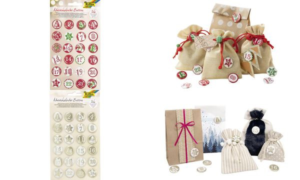 Folia Adventskalender-knopen Classic van metaal met cijfers 1 tot en met 24