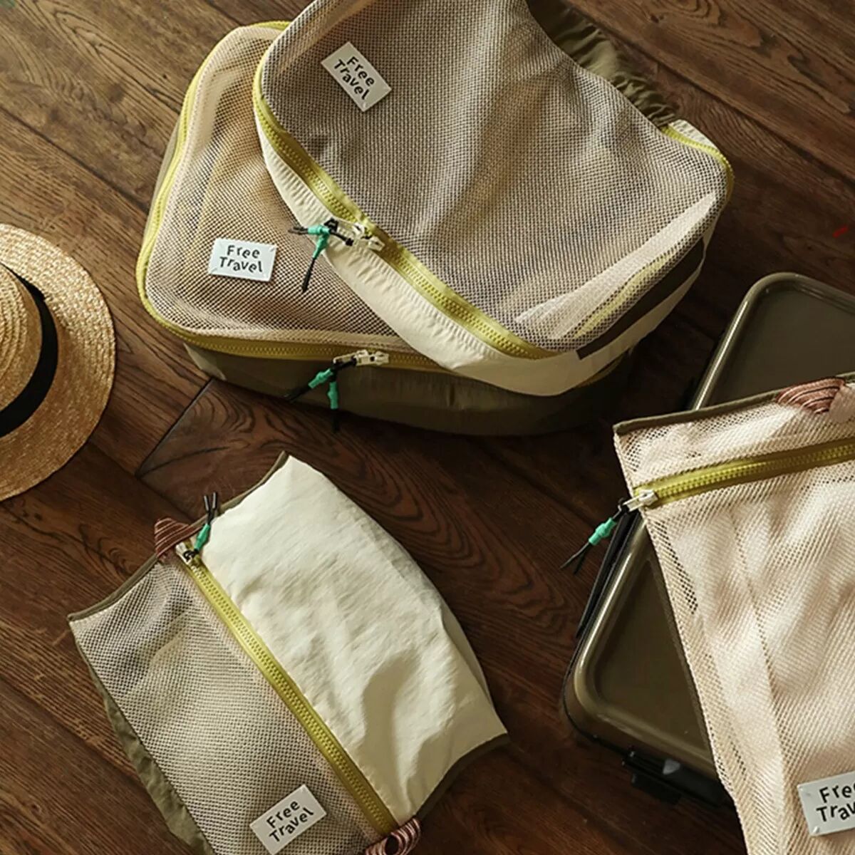 INF Grand sac de rangement de voyage - Pochette multifonctionnelle en nylon Vert