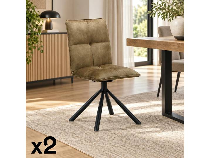 Chaise pivotante en tissu (lot de 2) IENA - Kaki
