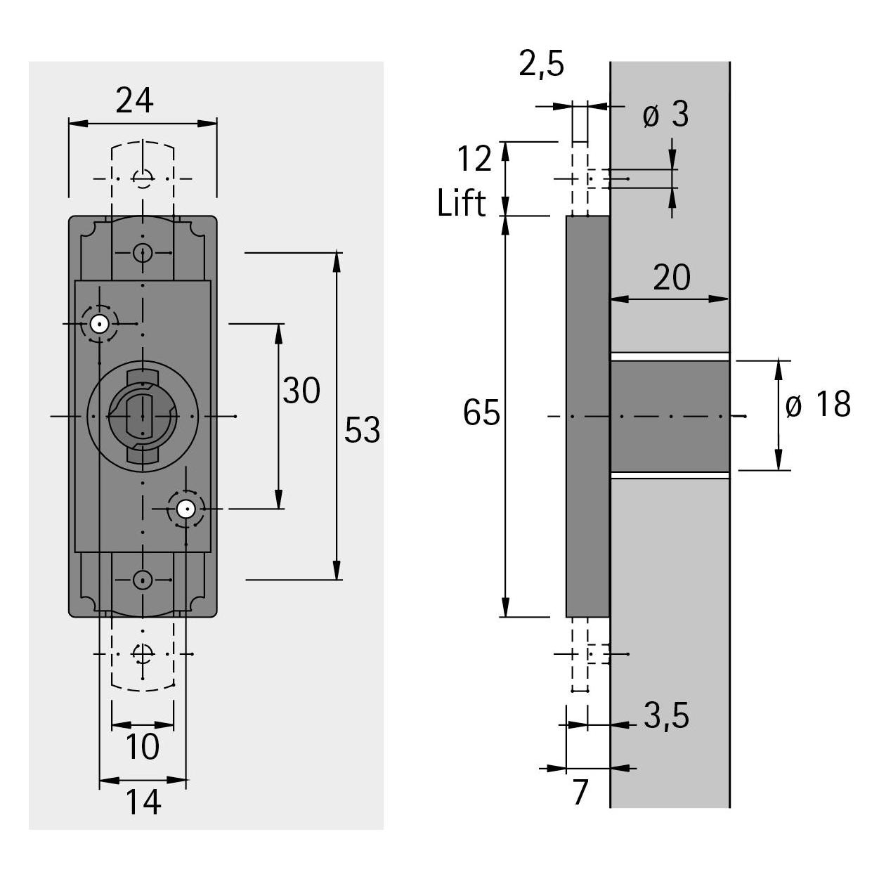 Hettich Set Zylinder-Schubstangenschloss Prestige 2000 (Zylinderschlüssel) (77892)