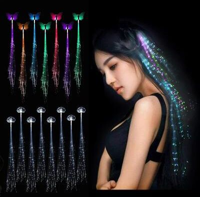 Radiant Roses Glowing Hair Braid LED Neon Party Lights Christmas & Halloween Decoration, Party Favors 5 12 Pcs 12pcs blue