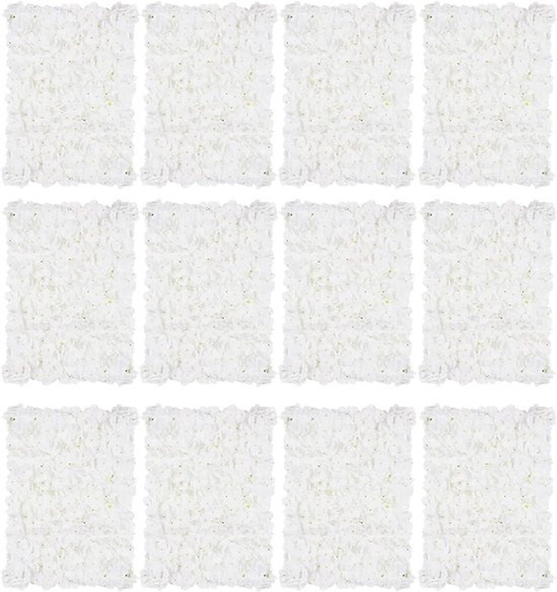 Set van 12 Real Touch zijde kunstbloemen muur decoratie panelen - Wit