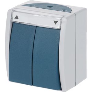 Busch-Jaeger Jalousieschalter Ocean 2601/4 W-53, grau/blaugrün, Aufputz, Feuchtraum IP44, Wippschalter