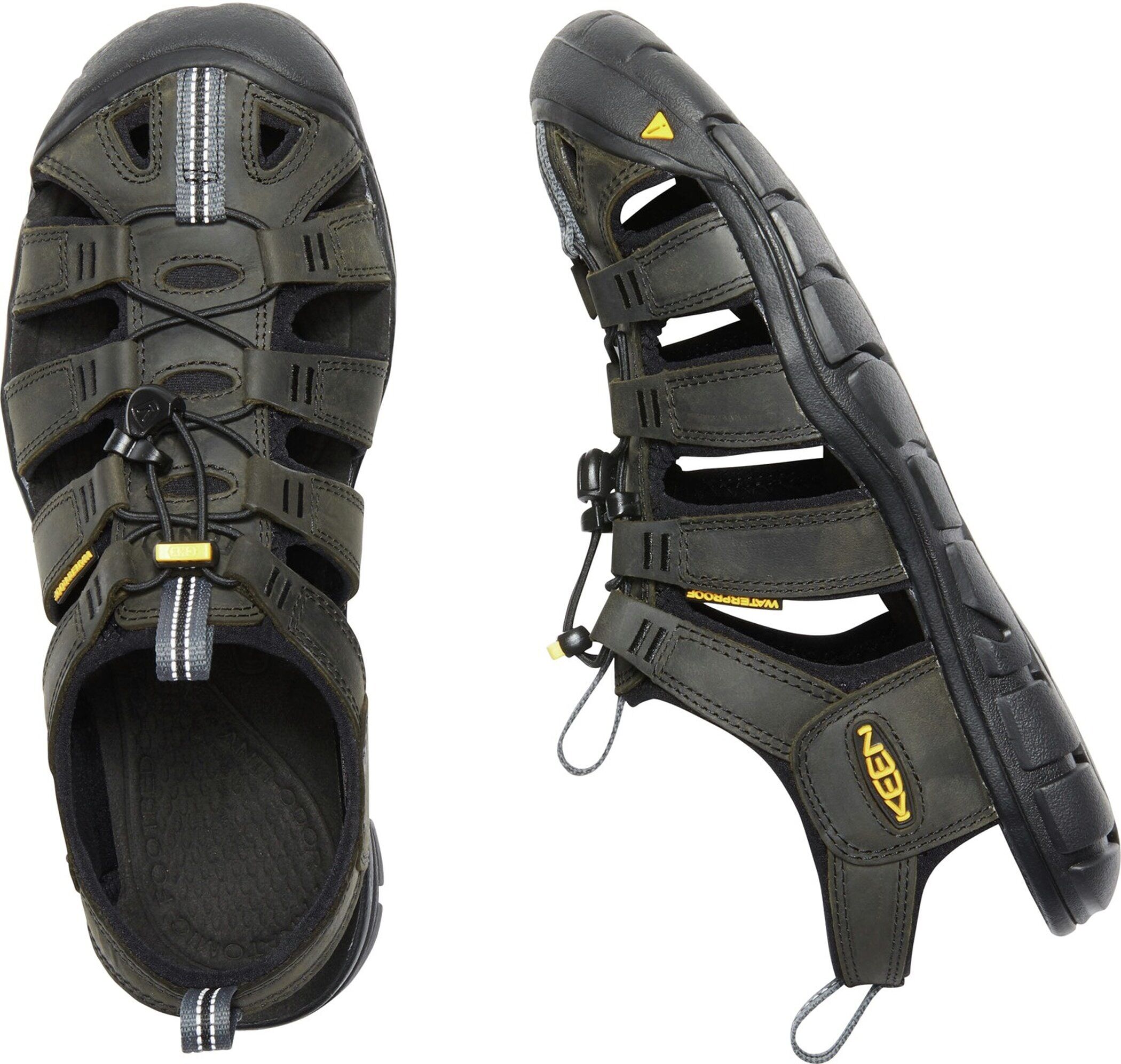 Sandale KEEN "CLEARWATER CNX LEATHER", Herren, Gr. 44, schwarz (magnet, schwarz), Leder, Synthetik, Schuhe Sandale magnet, schwarz 44