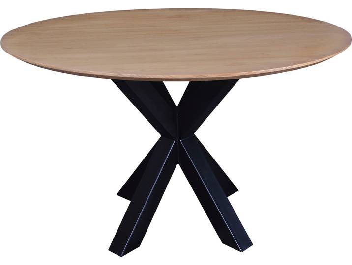 Esstisch SIT Olbia aus Sungkaiholz 120 x 120 cm – Schweizer Kante , natur, schwarz, schwarz, natur, B:120cm H:75cm T:120cm, Sungkaiholz, Metall, Tische, Esstisch, Naturbelassene Oberfläche mit sichtbarer Holzmaserung, 3 cm stark
