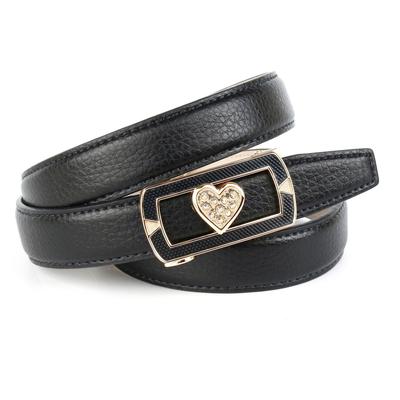 Ledergürtel ANTHONI CROWN, Damen, Gr. 100, schwarz, Leder, unifarben, Gürtel Ledergürtel, mit aufwendiger Schmuck-Schließe, Herz, Glitzersteine