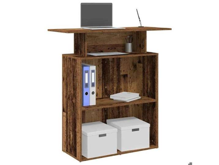 Bureau de réception - SWEETY - vieux bois 100x40x104 cm bois d'ingénierie b43