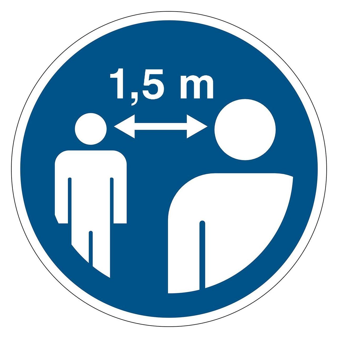 Brady Sicherheitsschild - Sicherheitsabstand von mind. 1,5 Meter einhalten (M/PIC926/NT/PE-DIA315-1)