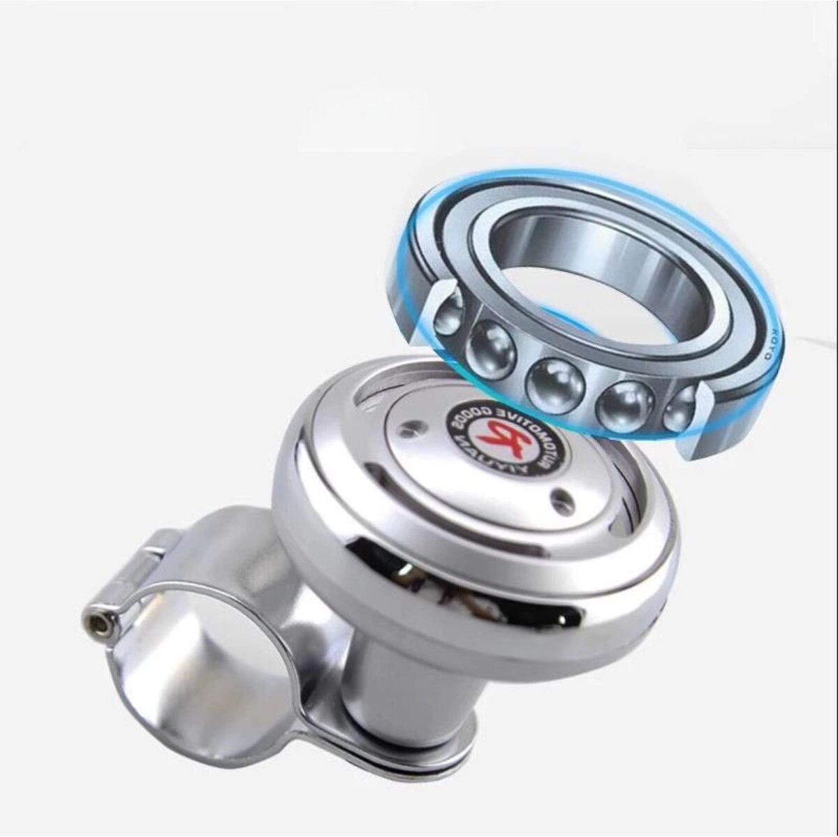 INF Bouton d'assistance de volant à une main - ABS et acier inoxydable, roulement à billes pour manœuvres plus faciles et Couleur du bois