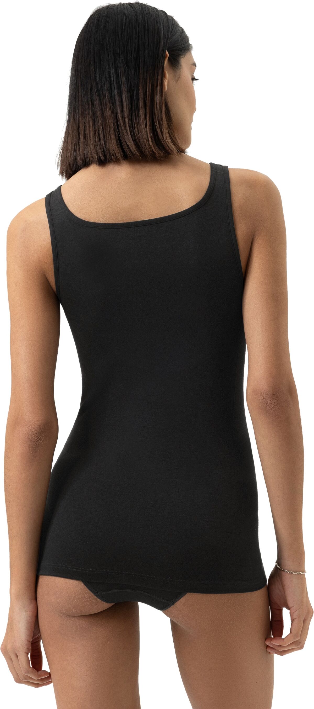 Trägertop MEY "MODAL PURE", Damen, Gr. M, schwarz, Single Jersey, Obermaterial: 94% Modal, 6% Elasthan, Basic hüftbedeckend, Rundhals, Tops Trägertop, ohne Seitennähte, glänzende Details, elastisch, Rundhalsausschnitt schwarz M