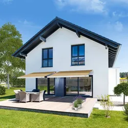 HOME DELUXE LED Vollkassettenmarkise elektrisch ELOS - 350 x 250 cm Sandfarbe
