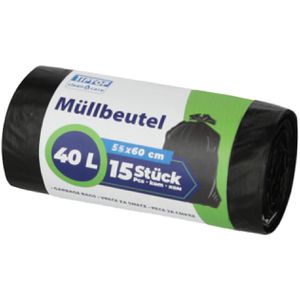 TipTop-Office Müllbeutel 40 Liter, schwarz, 15 Stück