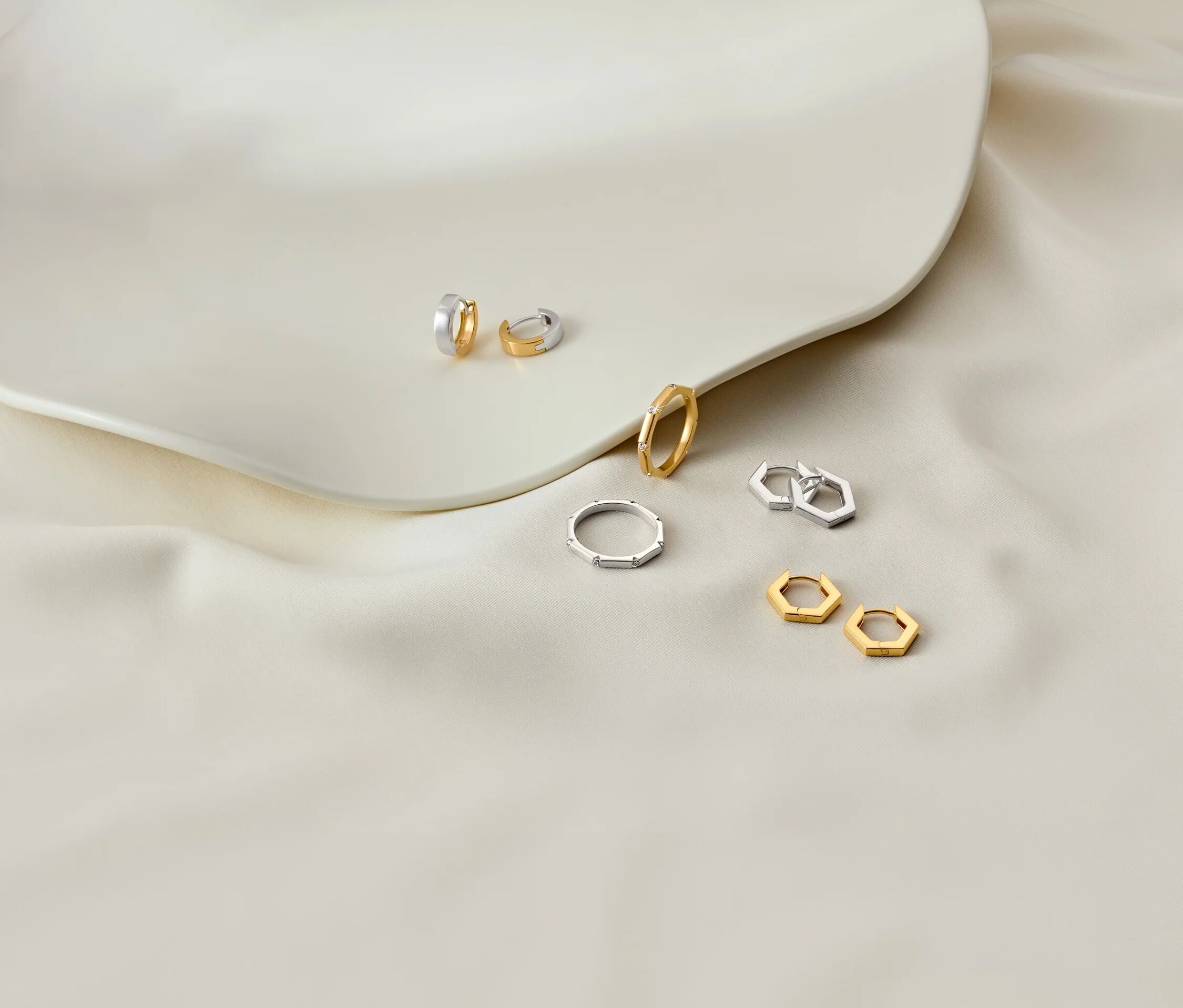 Tchibo - 925 Silber Ring »Octagon« - Damen - Gr. 17 - weiss