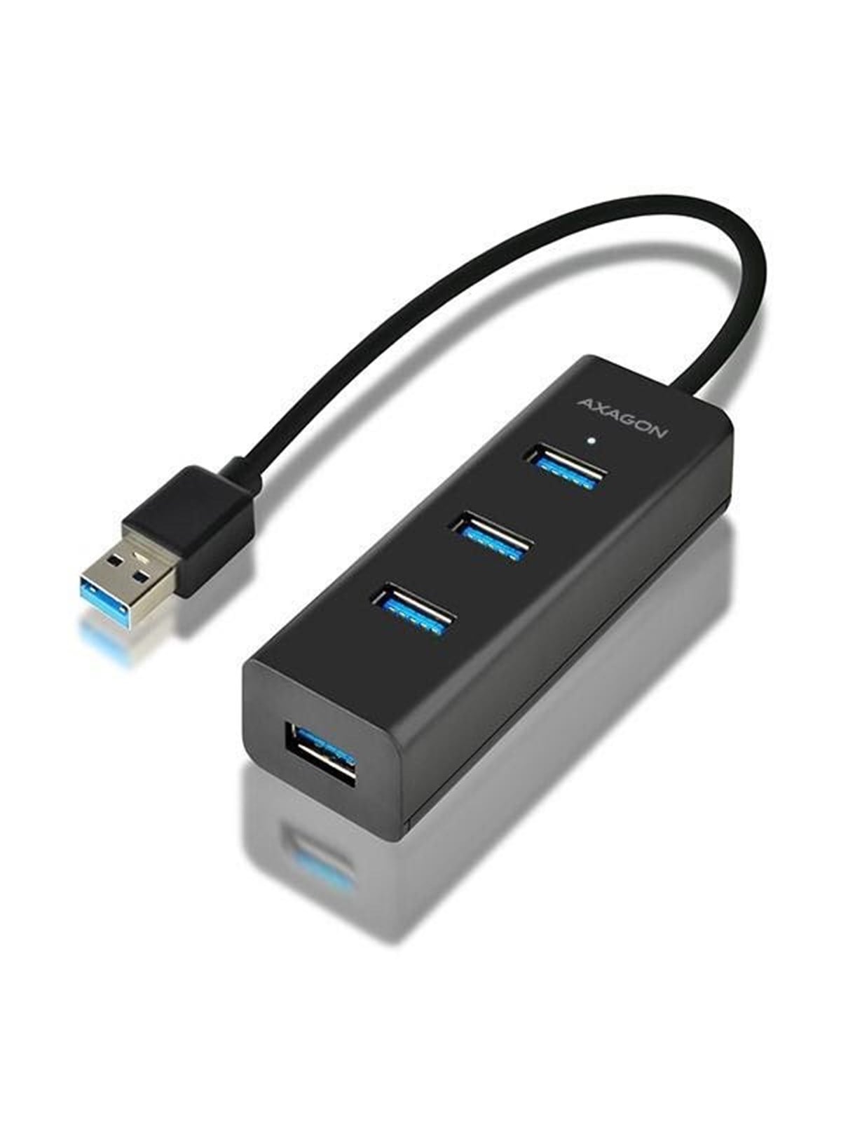 AXAGON USB-A 3.0 Hub mit Micro USB Stromanschluss USB-Hubs - USB 3.2 - 4 - Schwarz