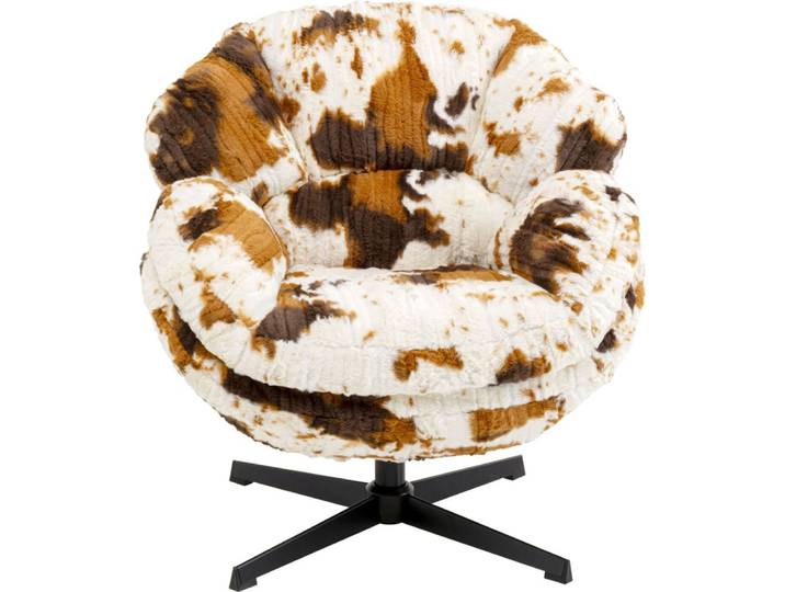 Fauteuil pivotant à poils longs imprimé vache