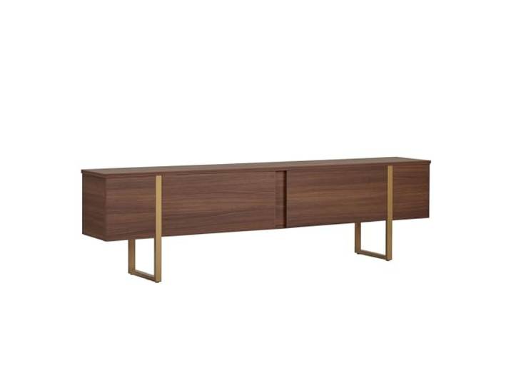 Modernes TV-Möbel, Walnuss & Gold, 180 x 50 x 30 cm 100% melaminbeschichtete Spanplatte, Stärke: 18 mm stilvolles & funktionales Design für Wohnzimmer & Unterhaltungsbereiche