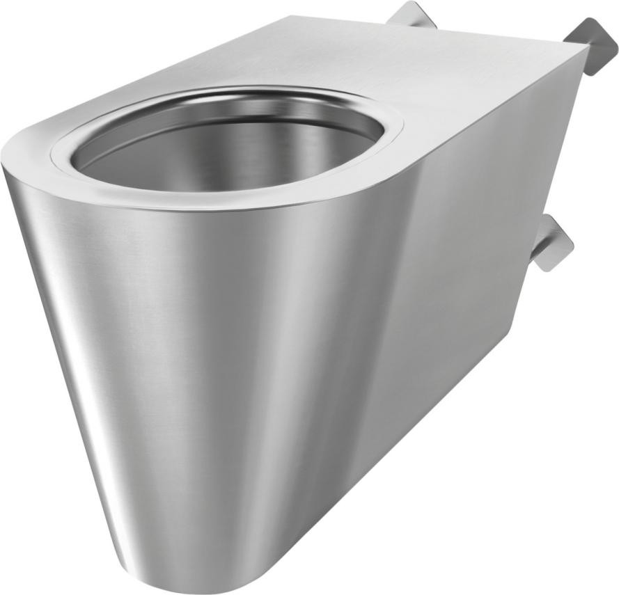 Delabie WC 700 S TC Wandtoilet met achterzijde aansluiting in satijn afgewerkt roestvast staal 1.4301