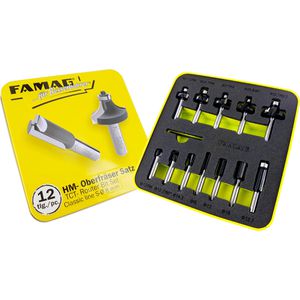 Famag Fräser Classic Line 3381.812, 8mm, 12-teiliges Set, mit Metallbox, für Holz