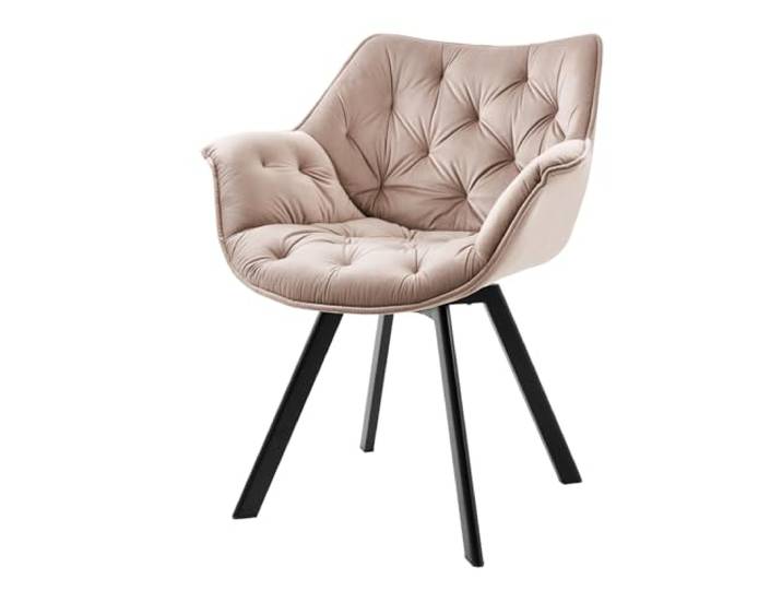Stuhl THE DUTCH COMFORT - 68cm - greige - Samt Metallbeine drehbar Armlehne Auto-Return-Funktion, hoher Komfort, bequeme Polsterung, pflegeleicht, Design, 180° Drehfunktion, Eyecatcher