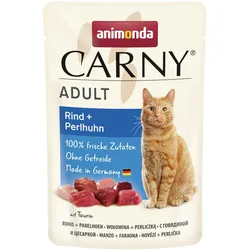 animonda Carny Adult 85g Beutel Katzennassfutter Sparpaket 24 x 85 Gramm Rind + Perlhuhn