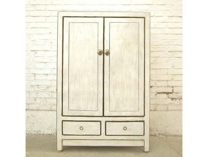 Luxury-Park-Direct Kommode Asien antikweißer halbhoher Schrank vintage Massivholz.Luxury Park