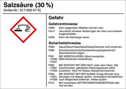SafetyMarking 21.B1200.18 Gefahrstoffetikett G018 Salzsäure (30%) Folie selbstklebend (B x H) 105mm x 74mm 1St.