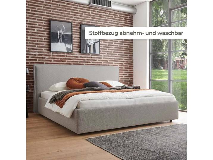 HOMELIV. Polsterbett SwitchIT Leeds Webstoff 180x200cm Dunkelgrau industrial, Mit abnehmbarem Bezug
