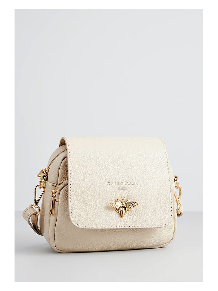 Christian Laurier Leder-Umhängetasche "Beeza" in Creme - (B)22 x (H)18 x (T)7 cm - onesize