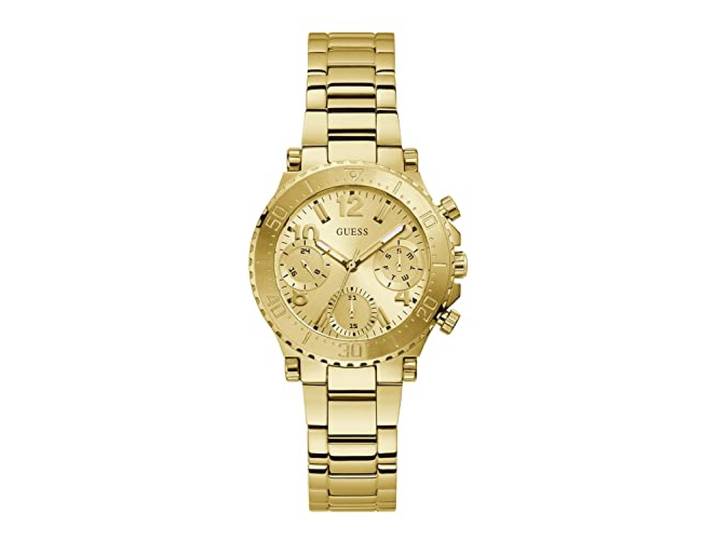 GUESS US dames goud-tone multifunctioneel horloge, Goudkleur/Gouden Toon/Champagne, KOSMISCH