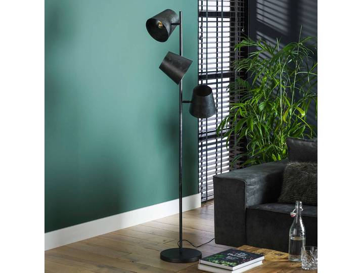 Vloerlamp Grevenbourgh, zwart, Woon-/ Eetkamer, metaal, vloerlamp