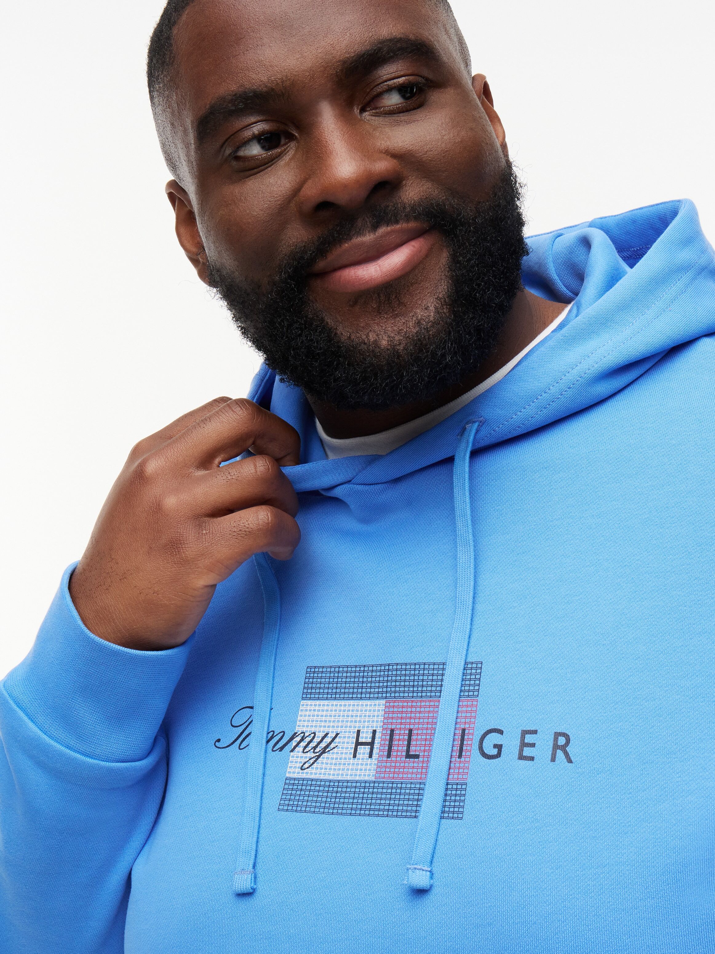 Hoodie "BT-SCRIPT FLAG", Herren, Gr. 4XL, blau (blau spell), Sweatware, Obermaterial: 100% Baumwolle, TOMMY HILFIGER BIG & TALL, normal normal, Rippbündchen, Sweatshirts Hoodie, Grosse Grössen blau spell 4XL