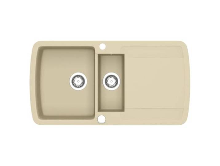 vidaXL Évier de cuisine Granit Double lavabo Beige