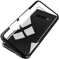 G-Case Samsung Galaxy S10+ Aluminium Magnetic Glass Backcover Hülle (Samsung Galaxy S10+), Smartphone Hülle, Schwarz