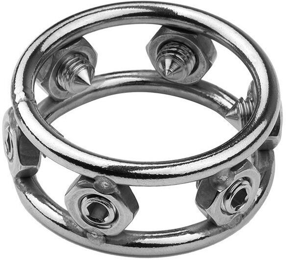 MenSteel Cockring en métal avec Pics Spikes Steel