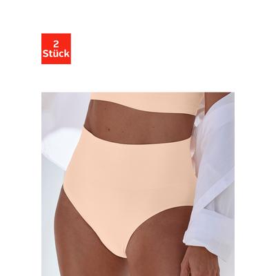Taillenslip NUANCE BY LASCANA "Bauch-weg-Slip, Shaping Slip", Damen, Gr. XXL (54/56), 2 Stk., pfirsich, weiß, Obermaterial: 92% Polyamid, 8% Elasthan, Unterhosen Taillenslip, seamless, ohne Nähte, mit leichtem Shaping Effekt