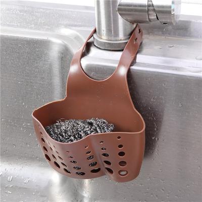 Discount Dollar Deals Sink Shelf Soap Sponge Drain Rack, Hanging Bag Kitchen Accessory dark Khaki