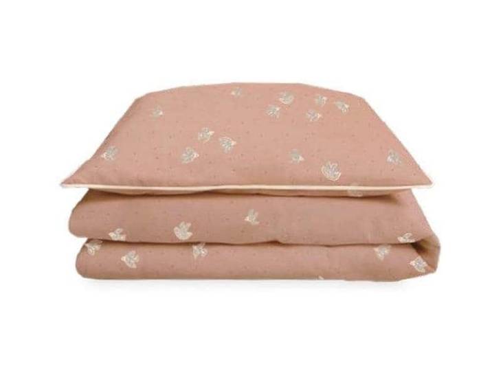 Kinderbettwäsche JULIUS ZÖLLNER Organic Birdy, 100/135+40/60 , rosa (braun), B/L: 100cm x 135cm, Renforcé, B/L: 40cm x 60cm, Renforcé, Obermaterial: 100% Baumwolle, Bettwäsche, Kinderbettwäsche