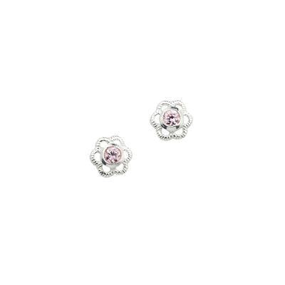 Paar Ohrstecker FIRETTI "Schmuck Geschenk Silber 925 Ohrschmuck Ohrringe Blume" Gr. 5,5, rosa (silberfarben, rosa, rosa), Ohrringe, Damen, 5,5, Silber 925 (Sterlingsilber), mit Zirkonia (synth.)