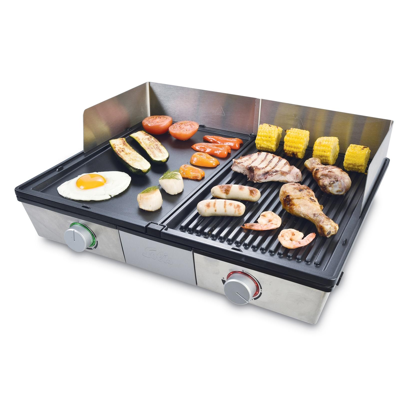 Solis Tischgrill 2 Heizsysteme 2200 W, Grillplatte spülmaschienenfest