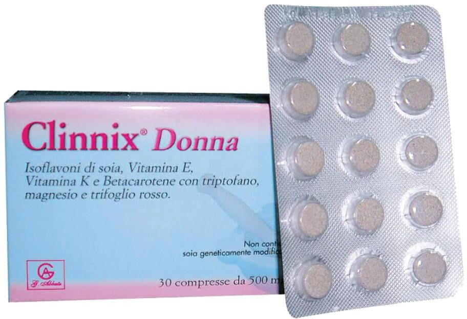 ABBATE A&V PHARMA Srl Clinnix Donna – Integratore Alimentare per Menopausa, Vampate, Benessere Donna, 30 Compresse