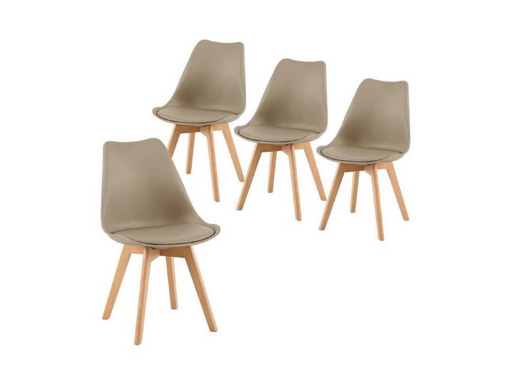 LuxusKollektion Esszimmerstuhl Esszimmerstuhl Skandinavisch Retro Polsterung Buchenholz 4 Beige