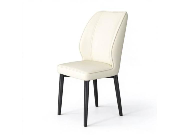 Minimalistischer Esszimmer-Akzentstuhl, Stuhl aus PU-Leder PU-Leder, dichtes Rückprallkissen, solide Stütze aus Kohlenstoffstahl, ideal for gewerbliche Cafés(White,1ps)