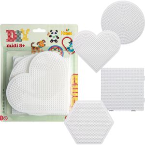 Hama-Perlen Steckplatte 4580, Formen, Set, für Ø 5 mm Midi Bügelperlen, weiß, 4 Stück