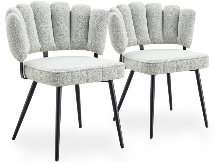 SeedWave Esszimmerstuhl 2er-Set Polsterstühle mit blütenförmiger Rückenlehne (2er Set), Küchenstühle mit Metallbeinen und Bodenschonern